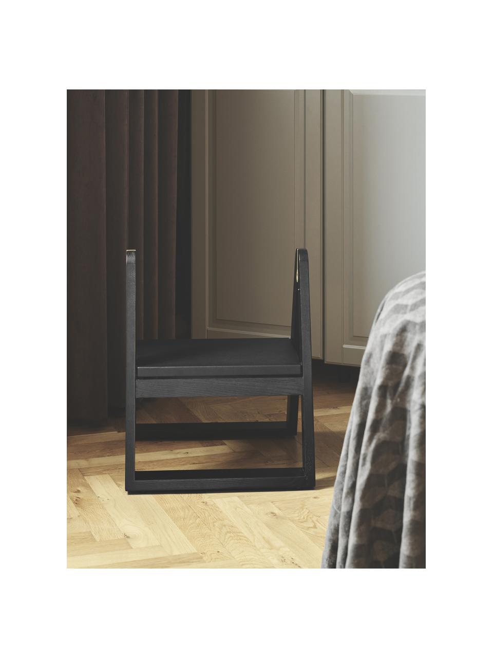 Klappbarer Hocker Reech aus Eschenholz, Gestell: Eschenholz, lackiert, Schwarz, B 40 x H 40 cm