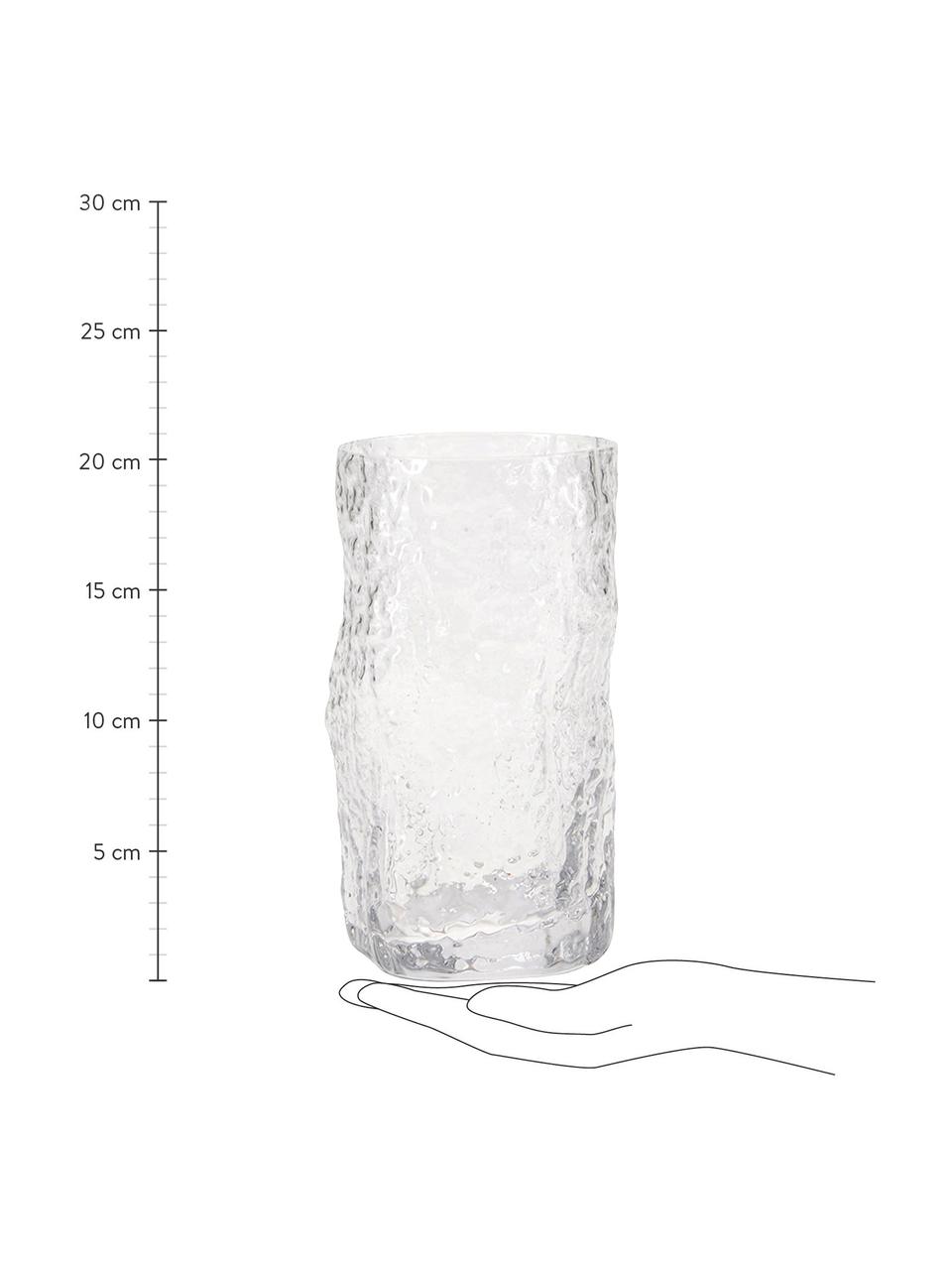 Longdrinkgläser Coco in organischer Form, 6 Stück, Glas, Transparent, Ø 7 x H 20 cm, 370 ml