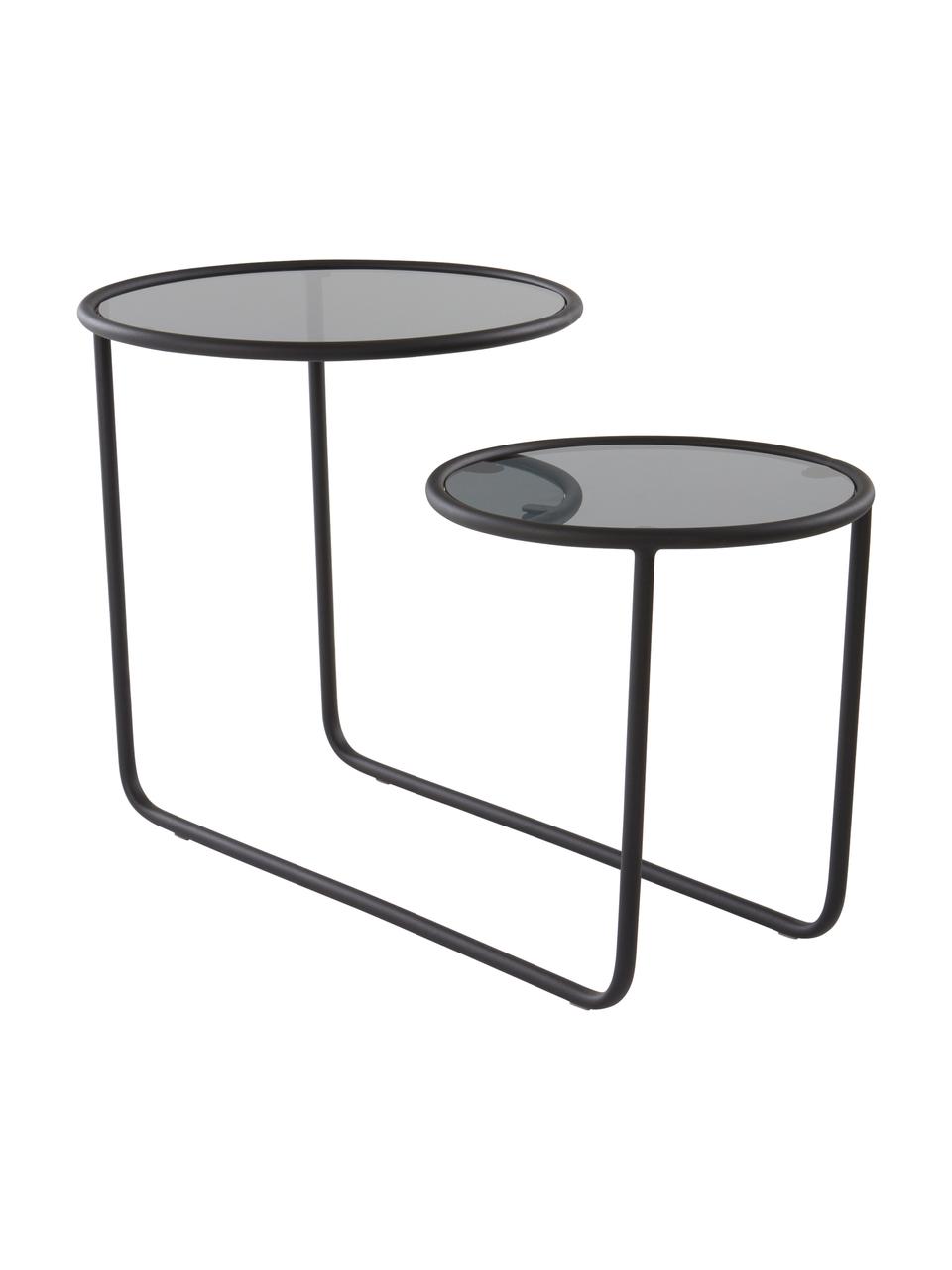 Odkládací stolek se dvěma deskami Kallo, Černá, šedá, transparentní, Š 81 cm, V 50 cm