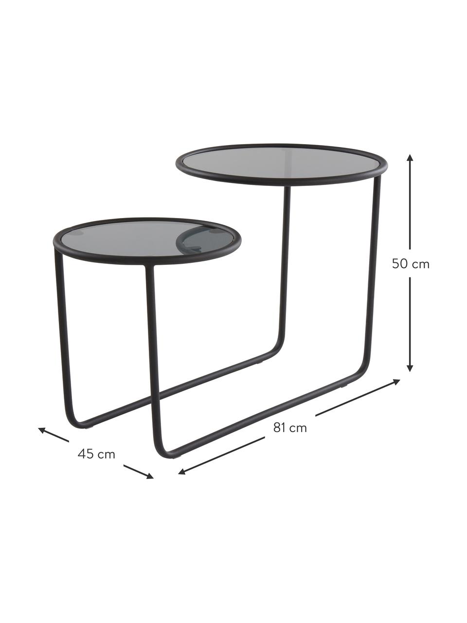 Odkládací stolek se dvěma deskami Kallo, Černá, šedá, transparentní, Š 81 cm, V 50 cm