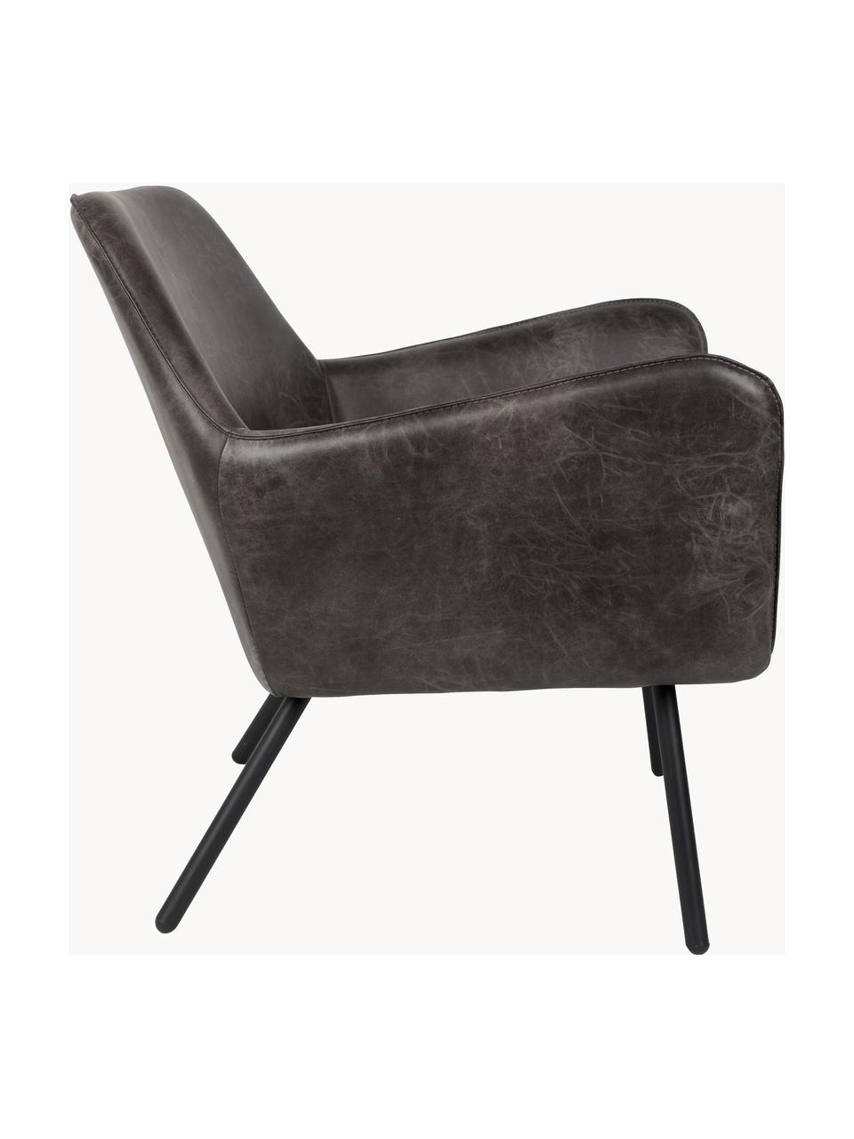 Fauteuil lounge en cuir synthétique Bon, Cuir synthétique anthracite, larg. 80 x prof. 76 cm