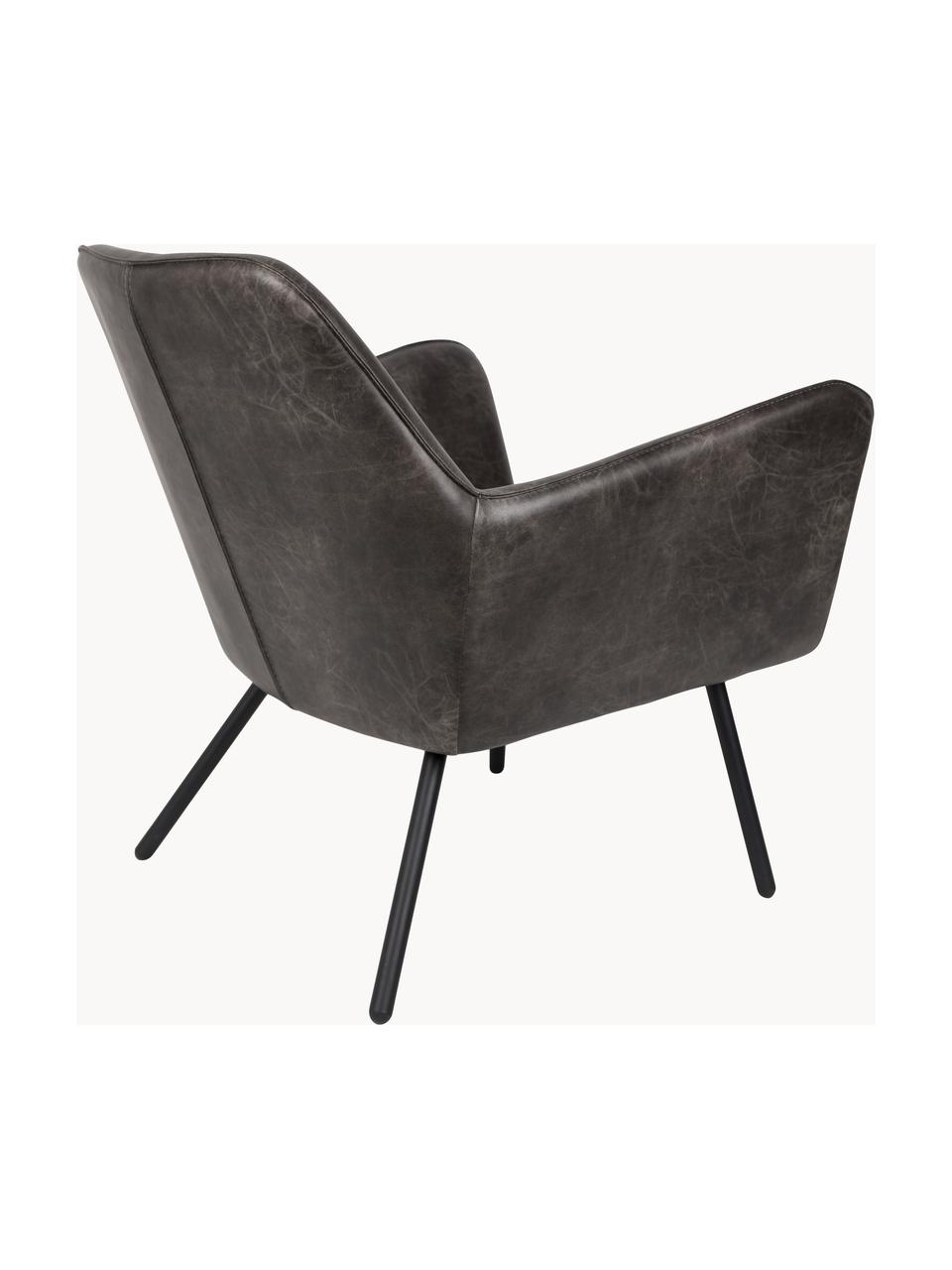 Fauteuil lounge en cuir synthétique Bon, Cuir synthétique anthracite, larg. 80 x prof. 76 cm