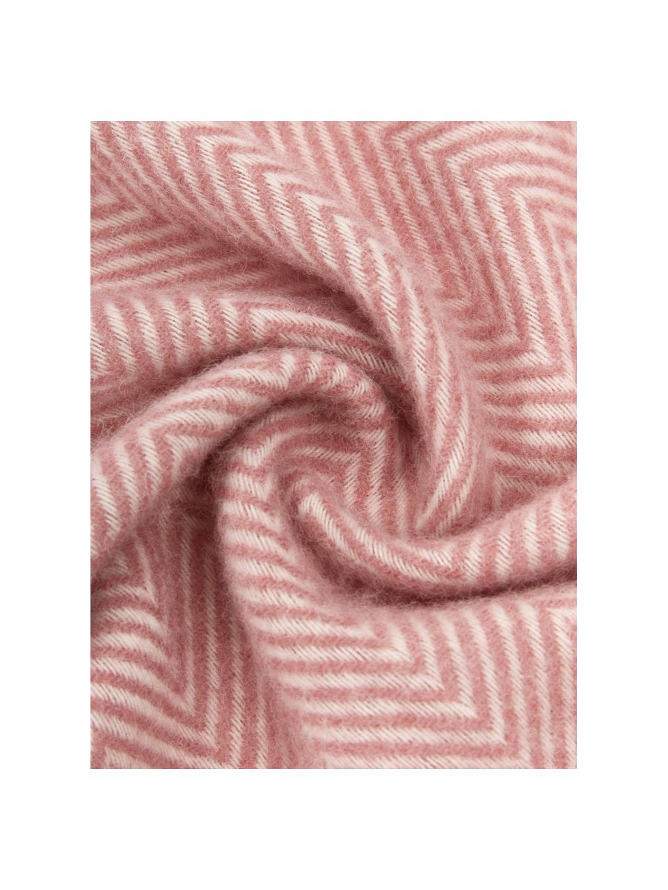 Manta de lana con flecos Tirol-Mona, Rosa, An 140 x L 200 cm