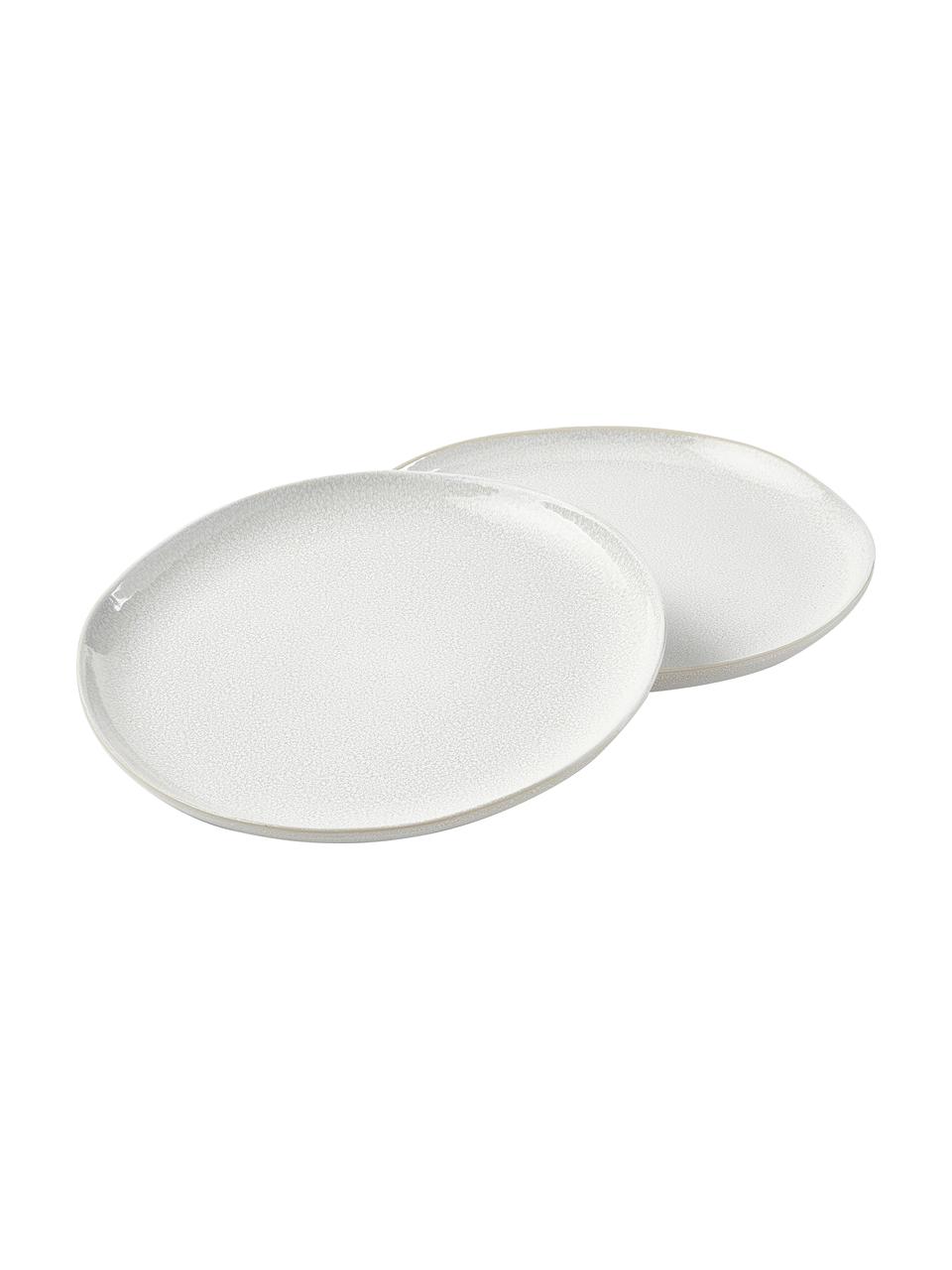 Frühstücksteller Gemma mit reaktiver Glasur, 2 Stück, Steingut, Cremeweiß, Ø 23 x H 3 cm