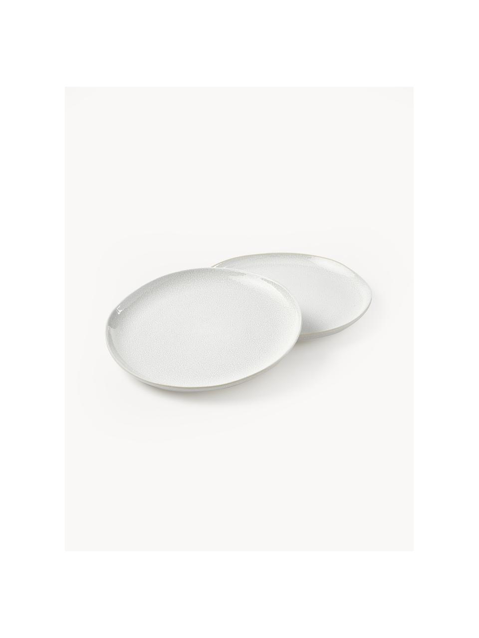 Assiettes à dessert avec émail réactif Gemma, 2 pièces, Grès, Blanc, Ø 23 x haut. 3 cm