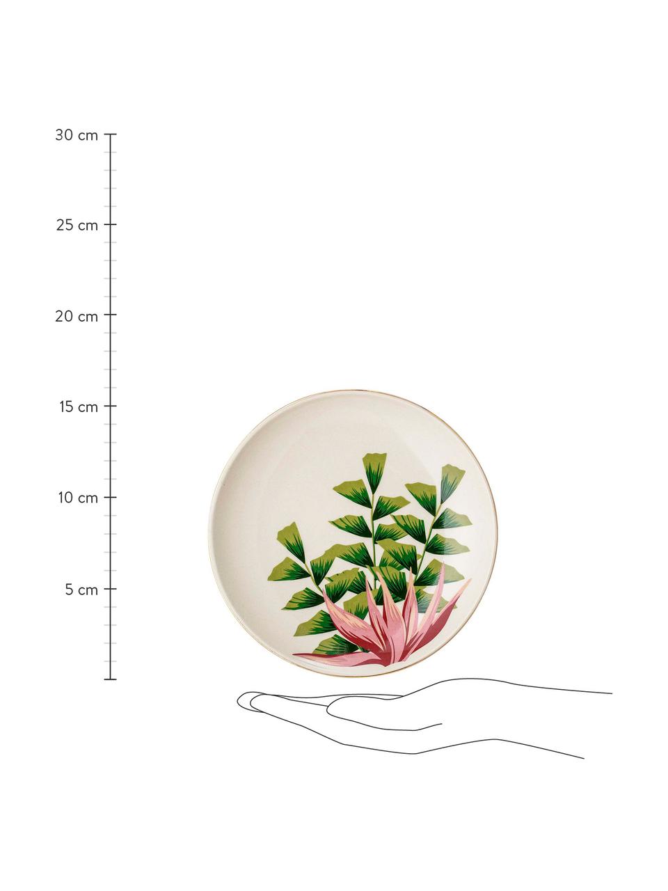 Talerz deserowy Moana, Kamionka, Biały, zielony, różowy, Ø 16 cm