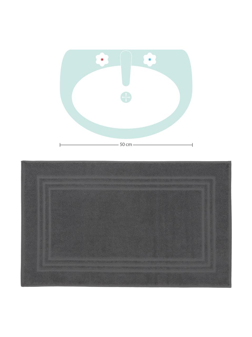 Jednofarebný koberec do kúpeľne Gentle, 100 %  bavlna, Tmavosivá, Š 50, D 80 cm