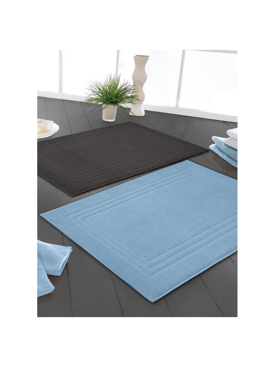 Tapis de bain unicolore Gentle, 100 % coton, Gris foncé, larg. 50 x long. 80 cm