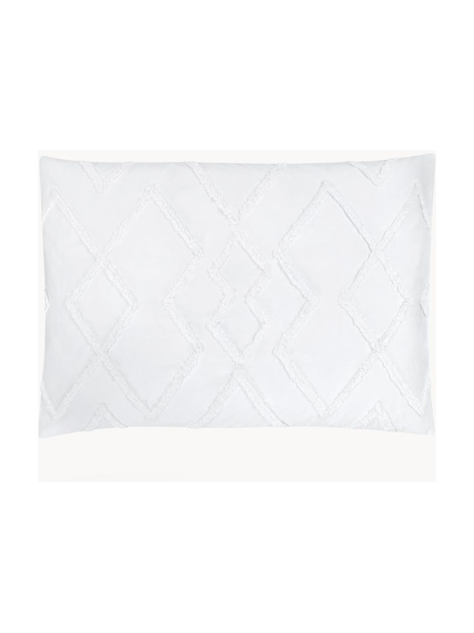 Taie d'oreiller rectangulaire en percale de coton Faith, Blanc, larg. 50 x long. 70 cm