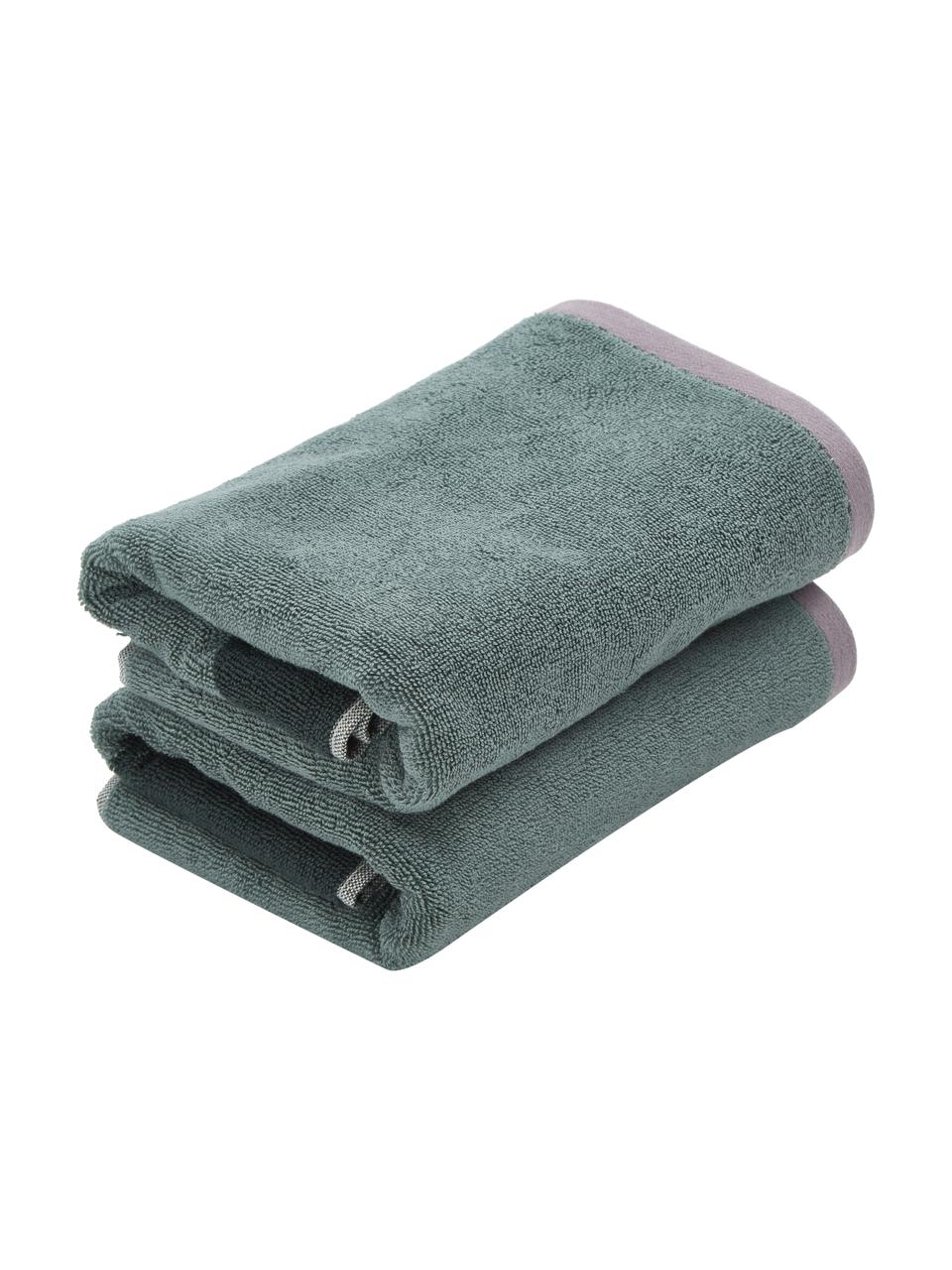 Ręcznik z bawełny organicznej Rock, różne rozmiary, 100% bawełna organiczna, Zielony, ciemny zielony, Ręcznik do rąk, S 50 x D 95 cm, 2 szt.