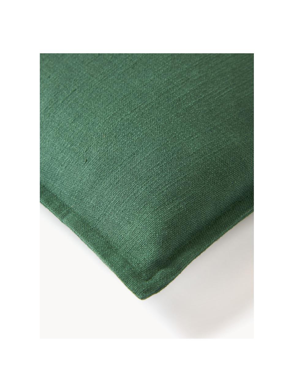 Funda de cojín de algodón Vicky, 100% algodón, Verde oscuro, An 50 x L 50 cm