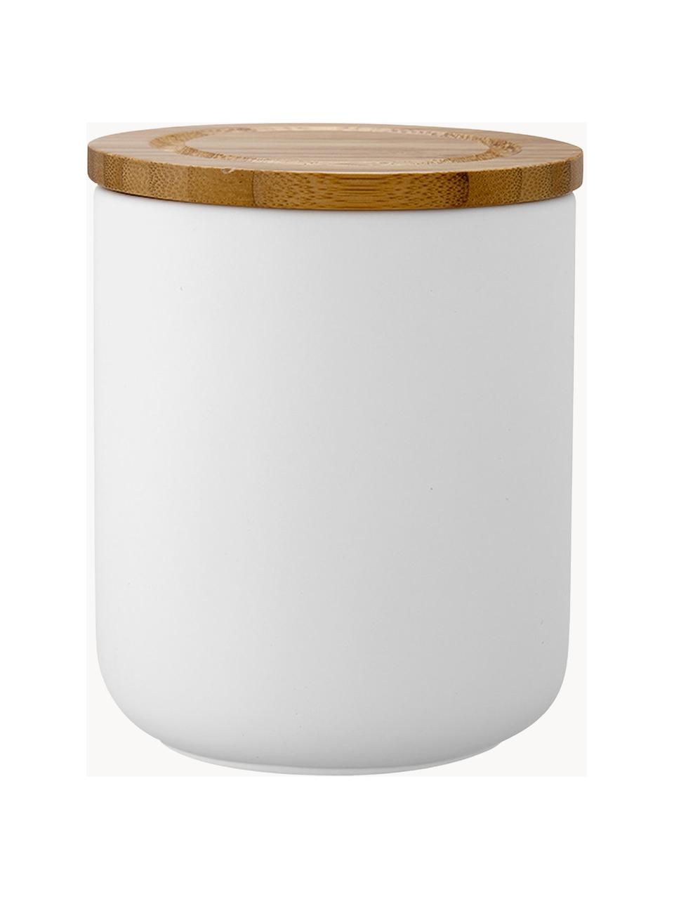 Barattolo con coperchio Stak, Coperchio: legno di bambù, Bianco, marrone chiaro, Ø 10 x Alt. 13 cm, 750 ml