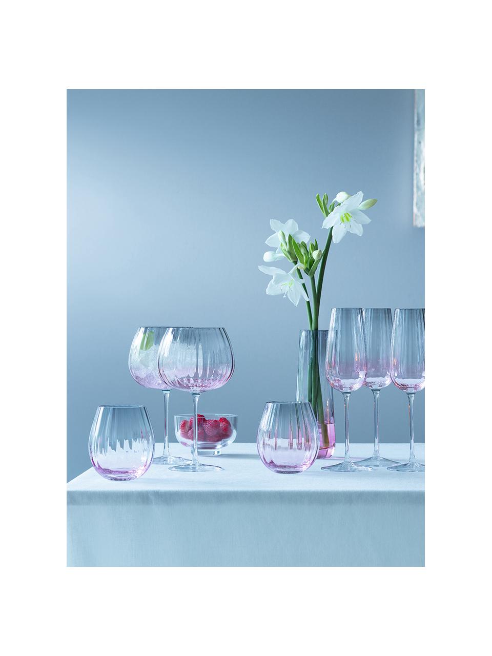 Vasos artesanales Dusk, 2 uds., Vidrio, Rosa, gris, Ø 9 x Al 10 cm, 425 ml