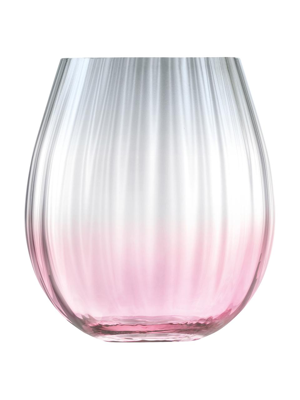 Handgemaakte waterglazen Dusk met kleurverloop, 2 stuks, Glas, Roze, grijs, Ø 9 x H 10 cm, 425 ml