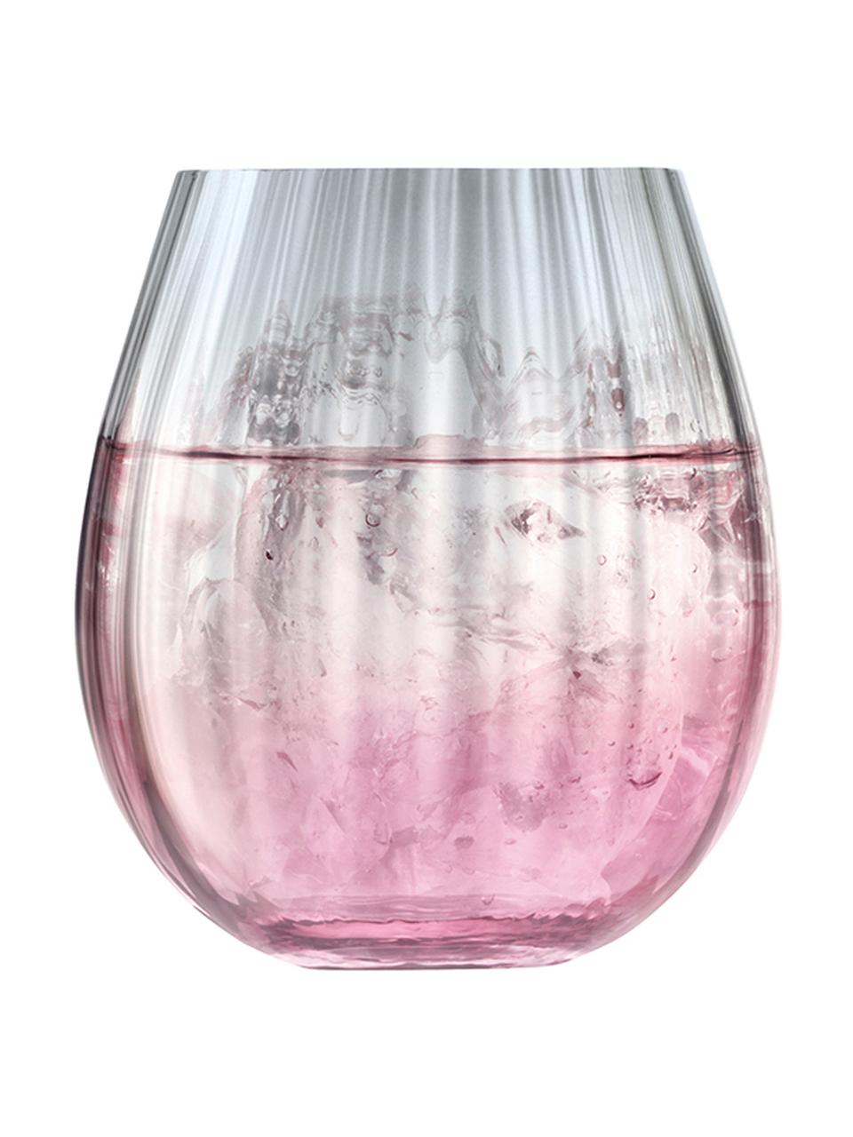 Vasos artesanales Dusk, 2 uds., Vidrio, Rosa, gris, Ø 9 x Al 10 cm, 425 ml