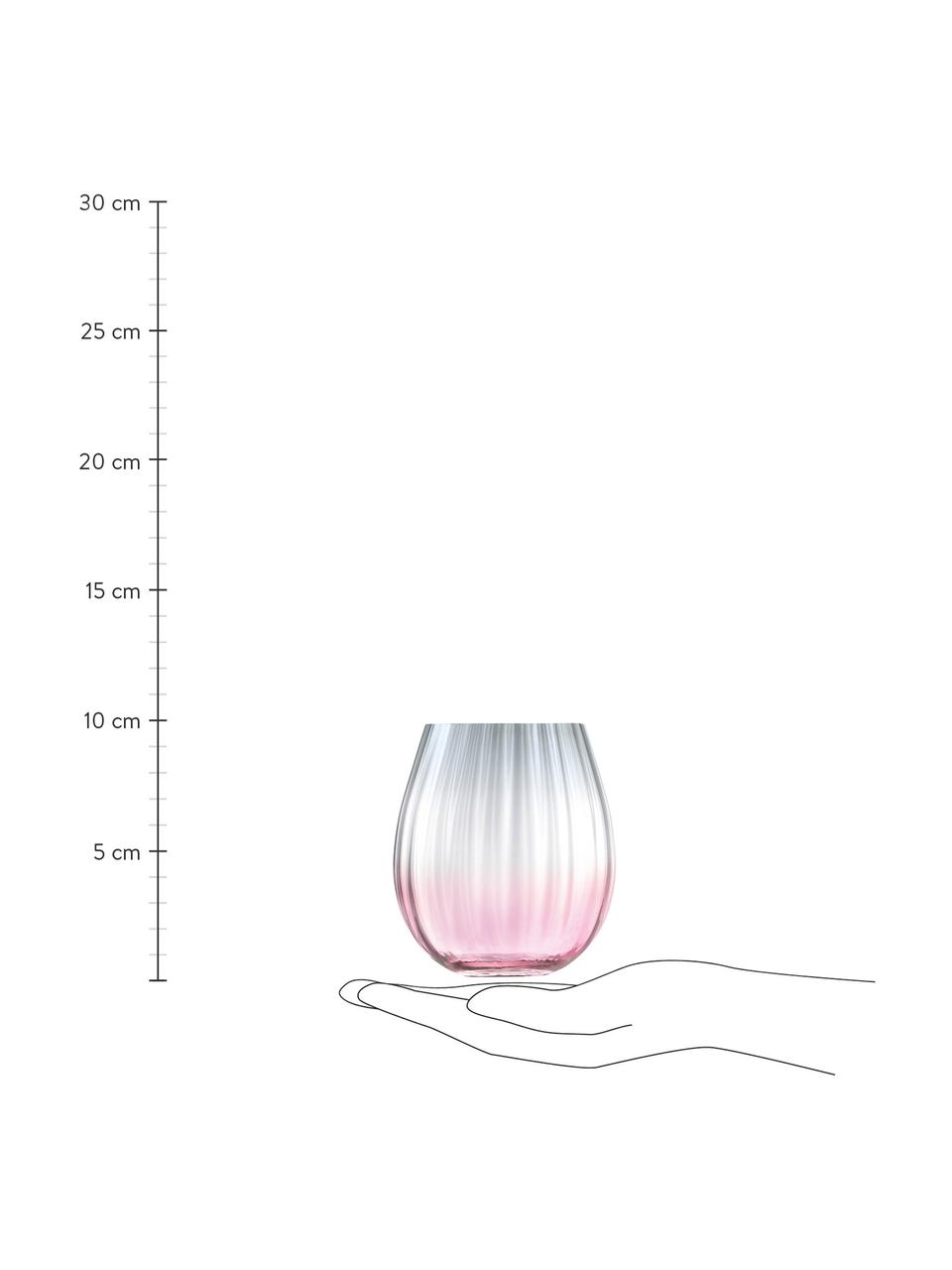 Vasos artesanales Dusk, 2 uds., Vidrio, Rosa, gris, Ø 9 x Al 10 cm, 425 ml