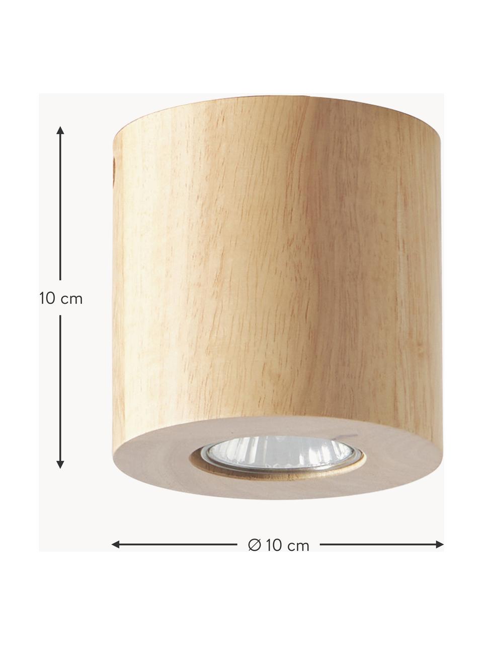 Faretto da soffitto in legno Adana, Paralume: legno di caucciù, Legno di caucciù, Ø 10 x Alt. 12 cm