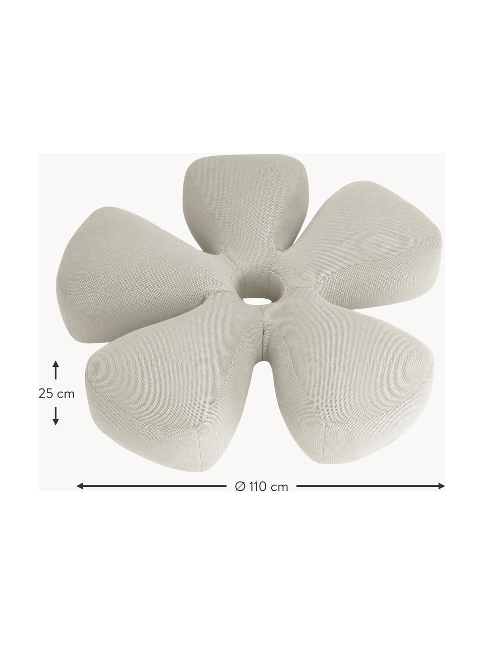 Puf artesanal grande para exterior Flower, Tapizado: 70% PAN + 30% PES, imperm, Beige claro, Ø 110 x Al 25 cm