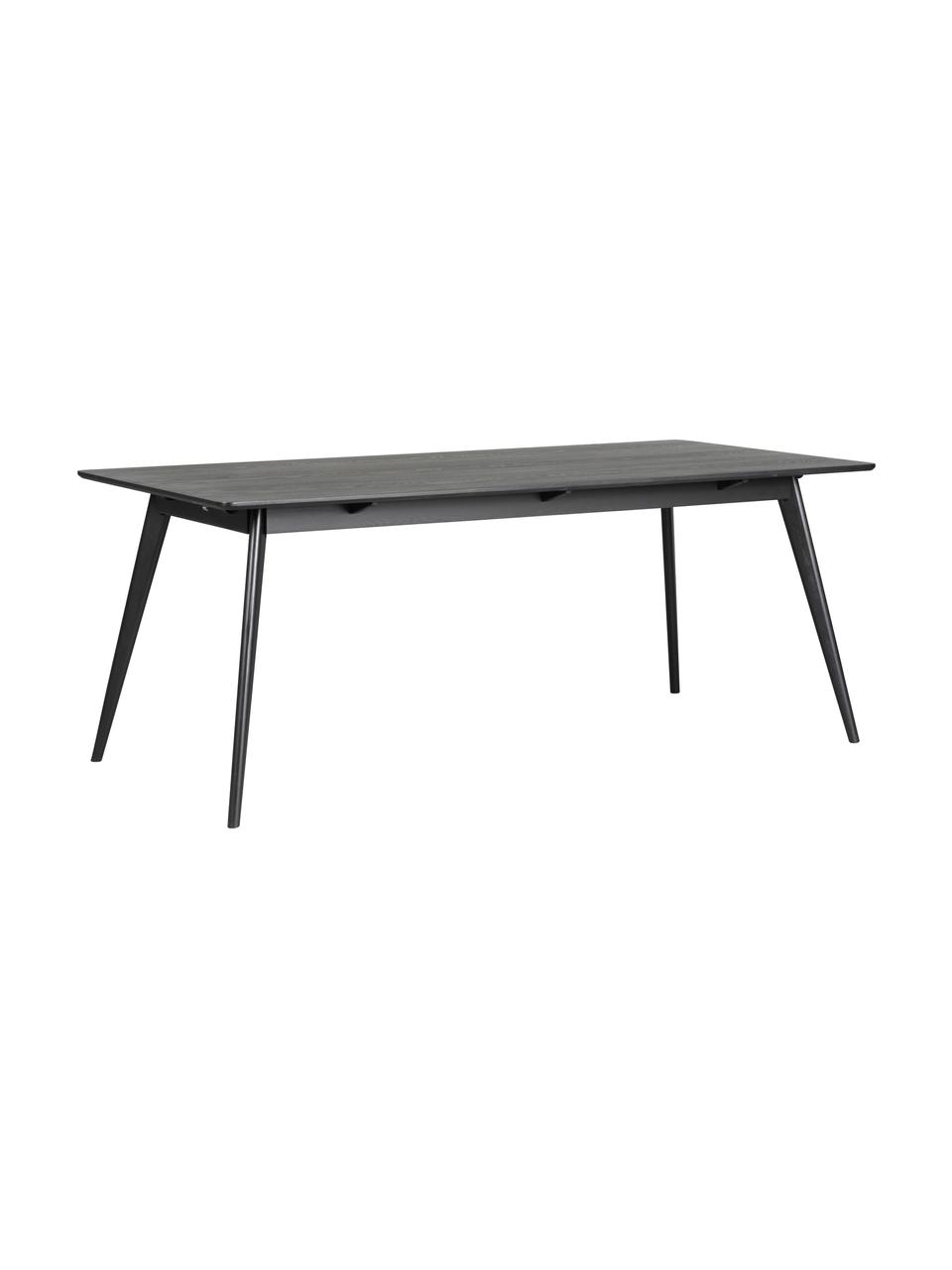 Table scandinave Yumi, 190 x 90 cm, Noir, mat, larg. 190 x prof. 90 cm