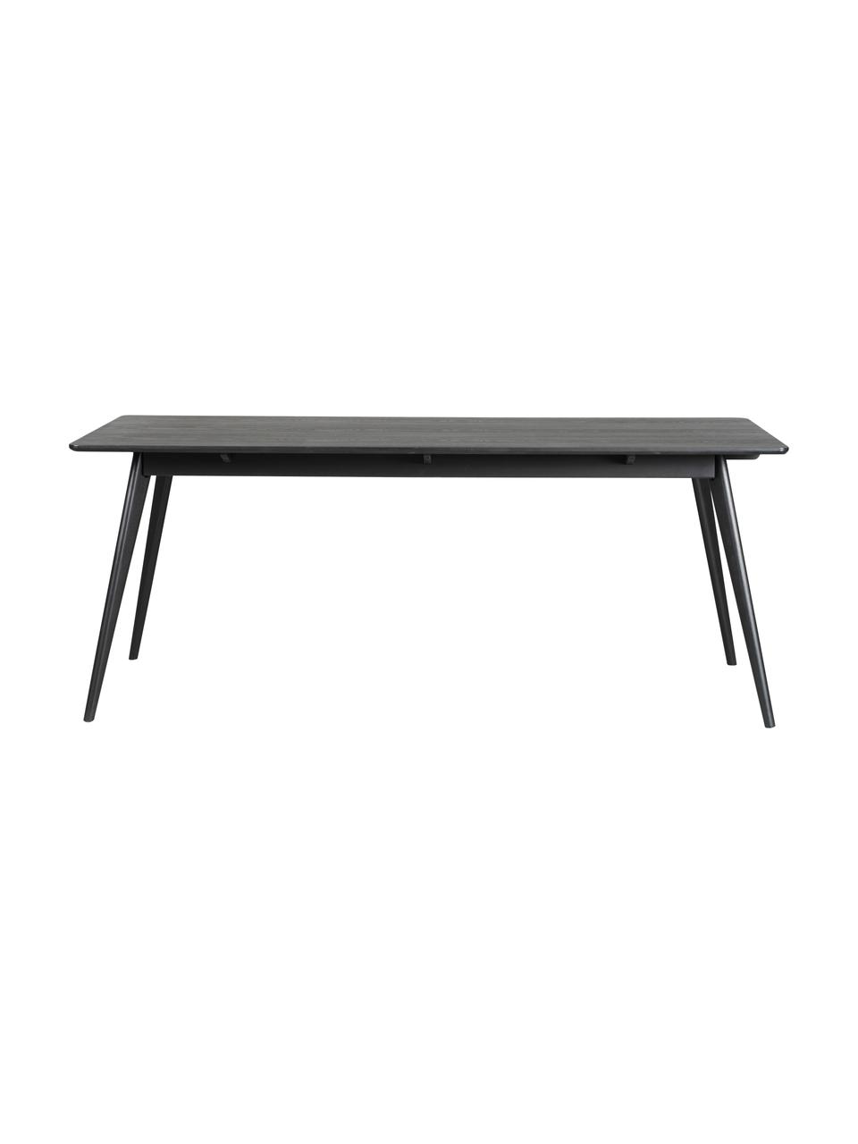 Table scandinave Yumi, 190 x 90 cm, Bois de chêne, noir laqué, larg. 190 x prof. 90 cm