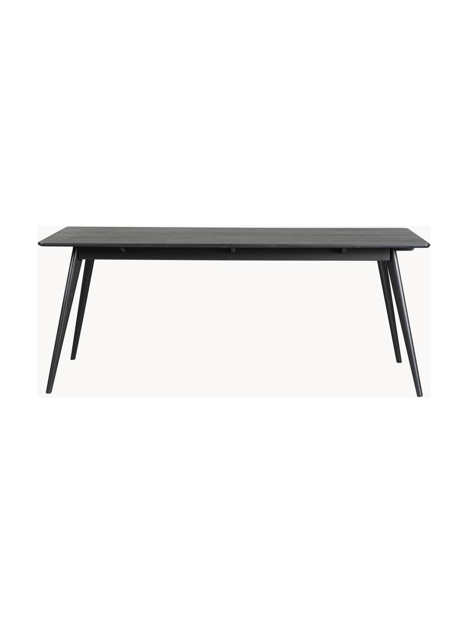 Eettafel Yumi, 190 x 90 cm, Tafelblad: MDF, gelakt essenhoutfine, Poten: massief gebeitst rubberho, Zwart gelakt eikenhout, B 190 x D 90 cm