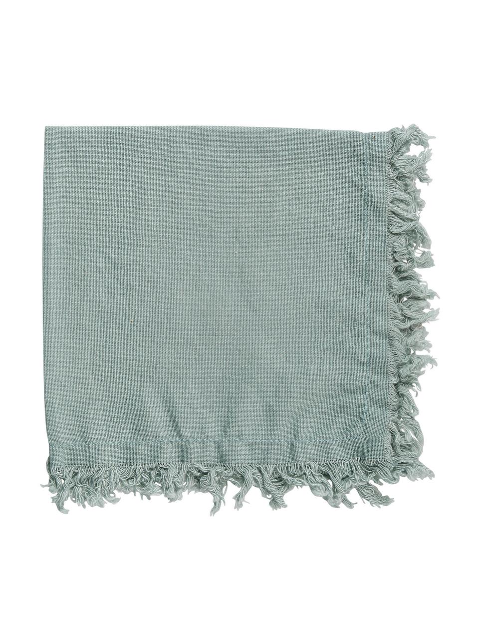 Serwetka z bawełny z frędzlami Nalia, 2 szt., 100% bawełna, Szałwiowy zielony, S 35 x D 35 cm