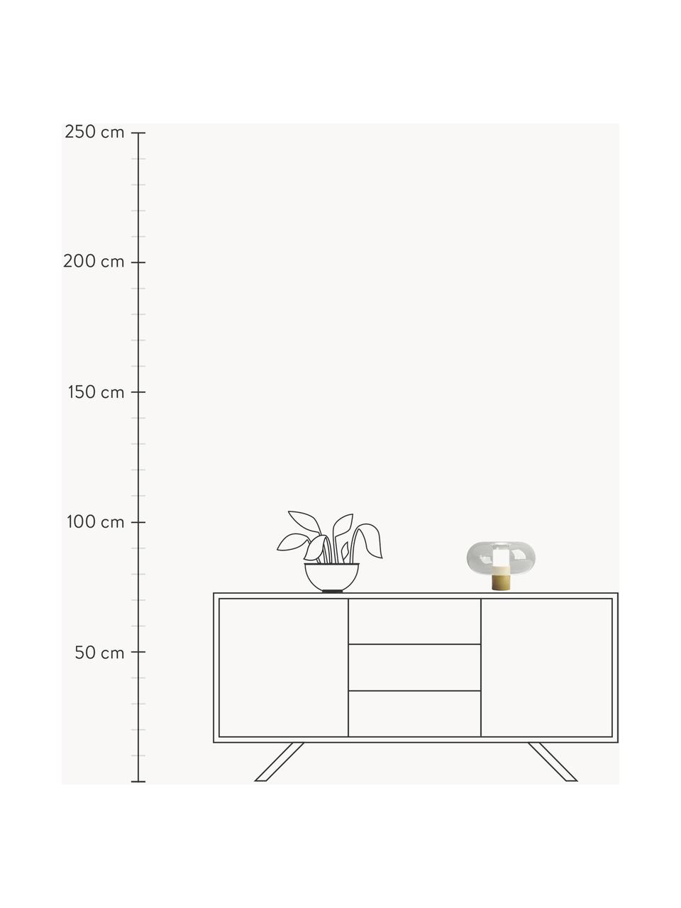 Handgemaakte tafellamp Fontanella, Lampenkap: glas, Transparant, goudkleurig, Ø 27 x H 20 cm