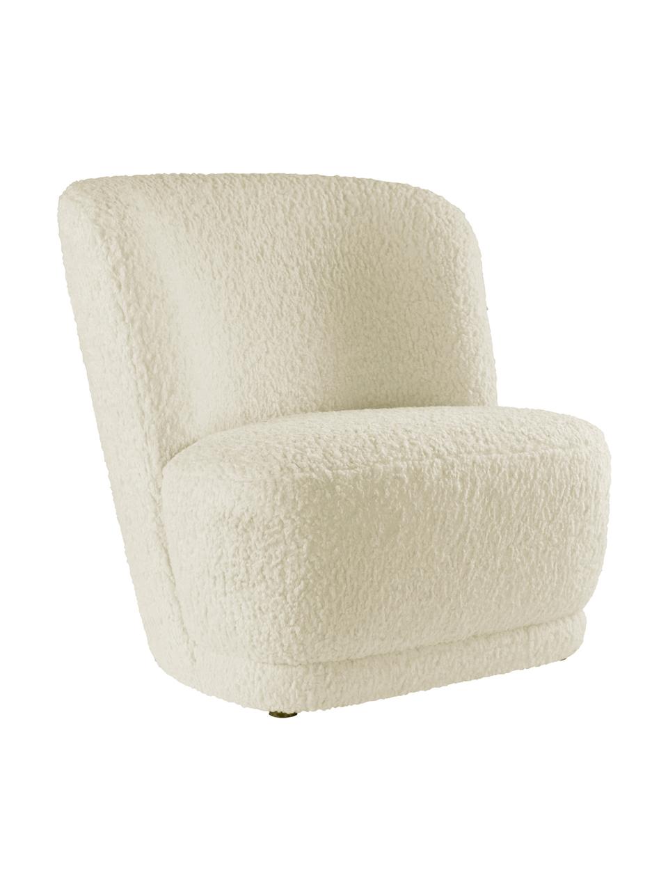 Poltrona in teddy per bambini Marbella, Rivestimento: poliestere, Struttura: legno di pino, Bianco crema, Larg. 54 x Prof. 56 cm