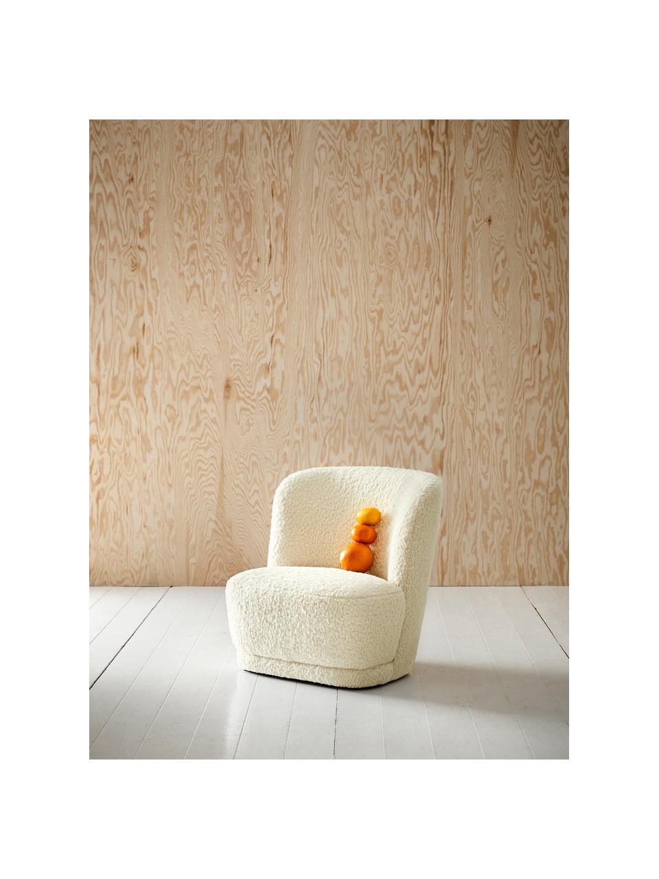 Poltrona in teddy per bambini Marbella, Rivestimento: poliestere, Struttura: legno di pino, Bianco crema, Larg. 54 x Prof. 56 cm