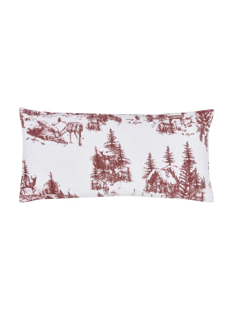 Poszewka na poduszkę z flaneli Nordic, 2 szt., Czerwony, biały, S 40 x D 80 cm
