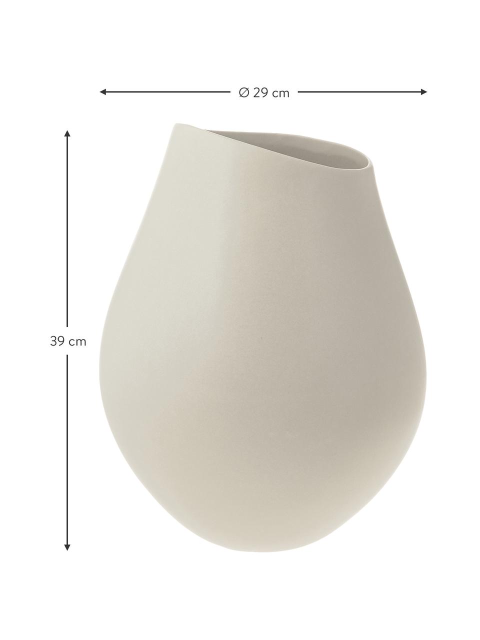 Jarrón artesanal de gres Opium, Gres, Blanco crema, Ø 26 x Al 39 cm