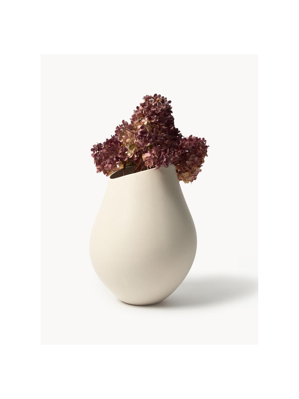 Grosse handgefertigte Vase Opium aus Steingut, H 39 cm, Steingut, Hellbeige, Ø 26 x H 39 cm