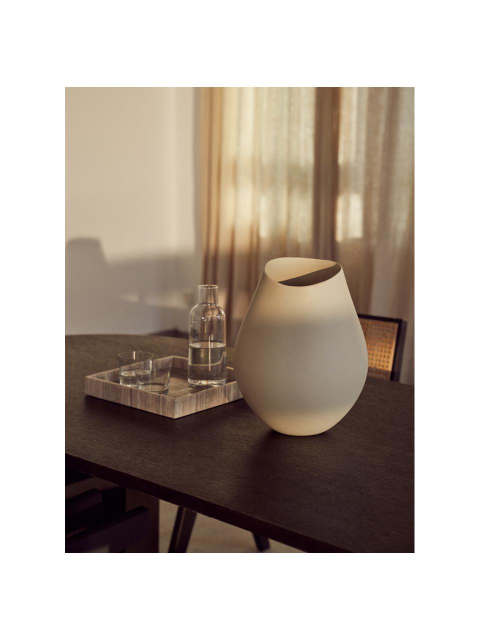 Grosse handgefertigte Vase Opium aus Steingut, H 39 cm, Steingut, Hellbeige, Ø 26 x H 39 cm