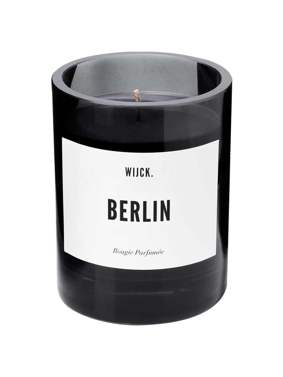 Vonná svíčka Berlin (zelený citrón, konvalinka & pižmo), Černá, Ø 8 cm