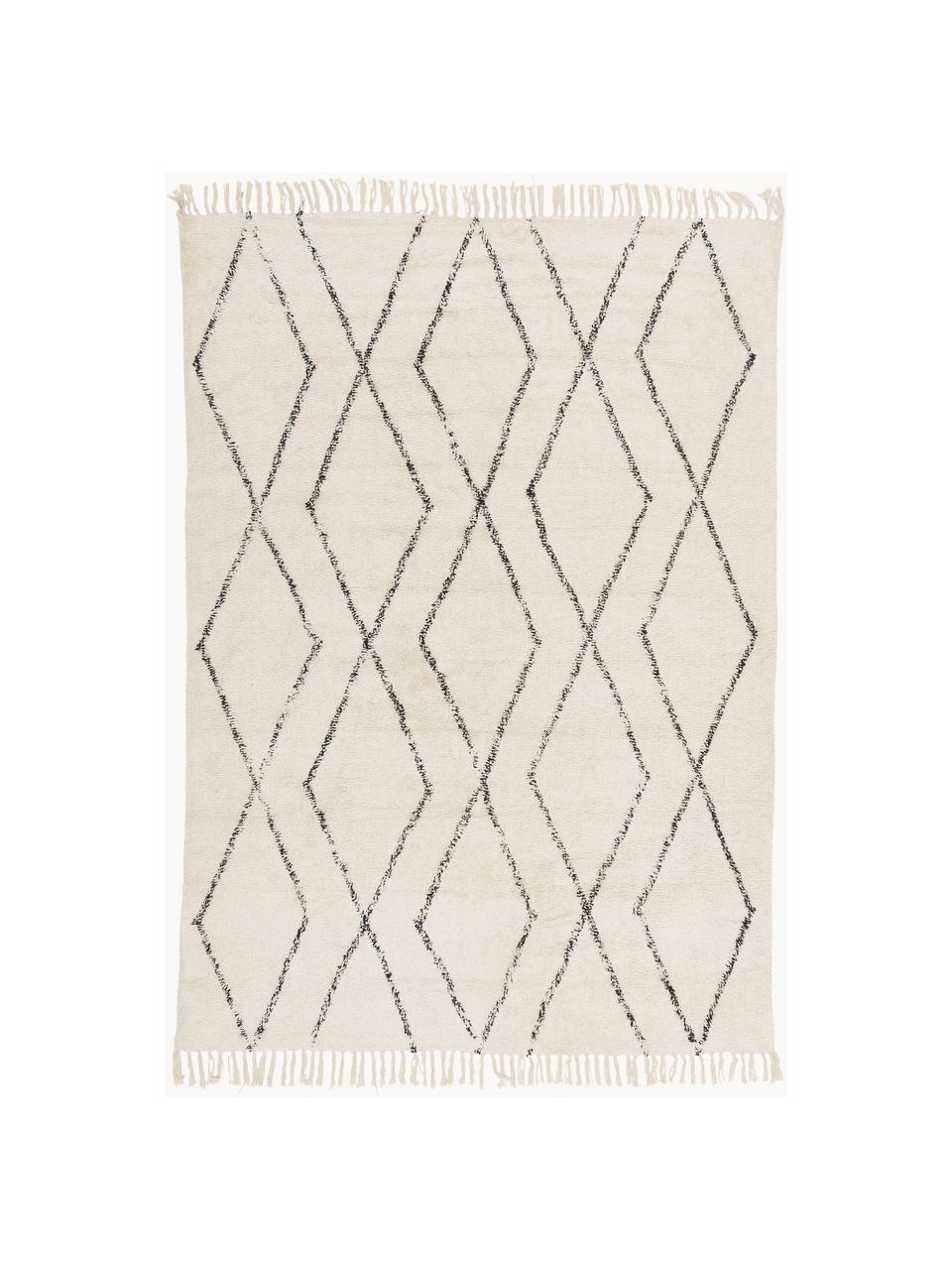 Tapis d'entrée en coton à franges, tufté main Bina, 100 % coton

Le matériau est certifié STANDARD 100 OEKO-TEX®, 21.HIN.90042, HOHENSTEIN HTTI, Beige, noir, larg. 80 x long. 150 cm (taille XS)