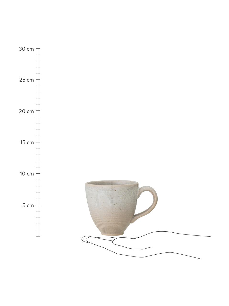 Kaffetassen Taupe mit handgefertigter Sprenkelglasur, 2 Stück, Steingut, Grau, Beige, Ø 8 x H 8 cm