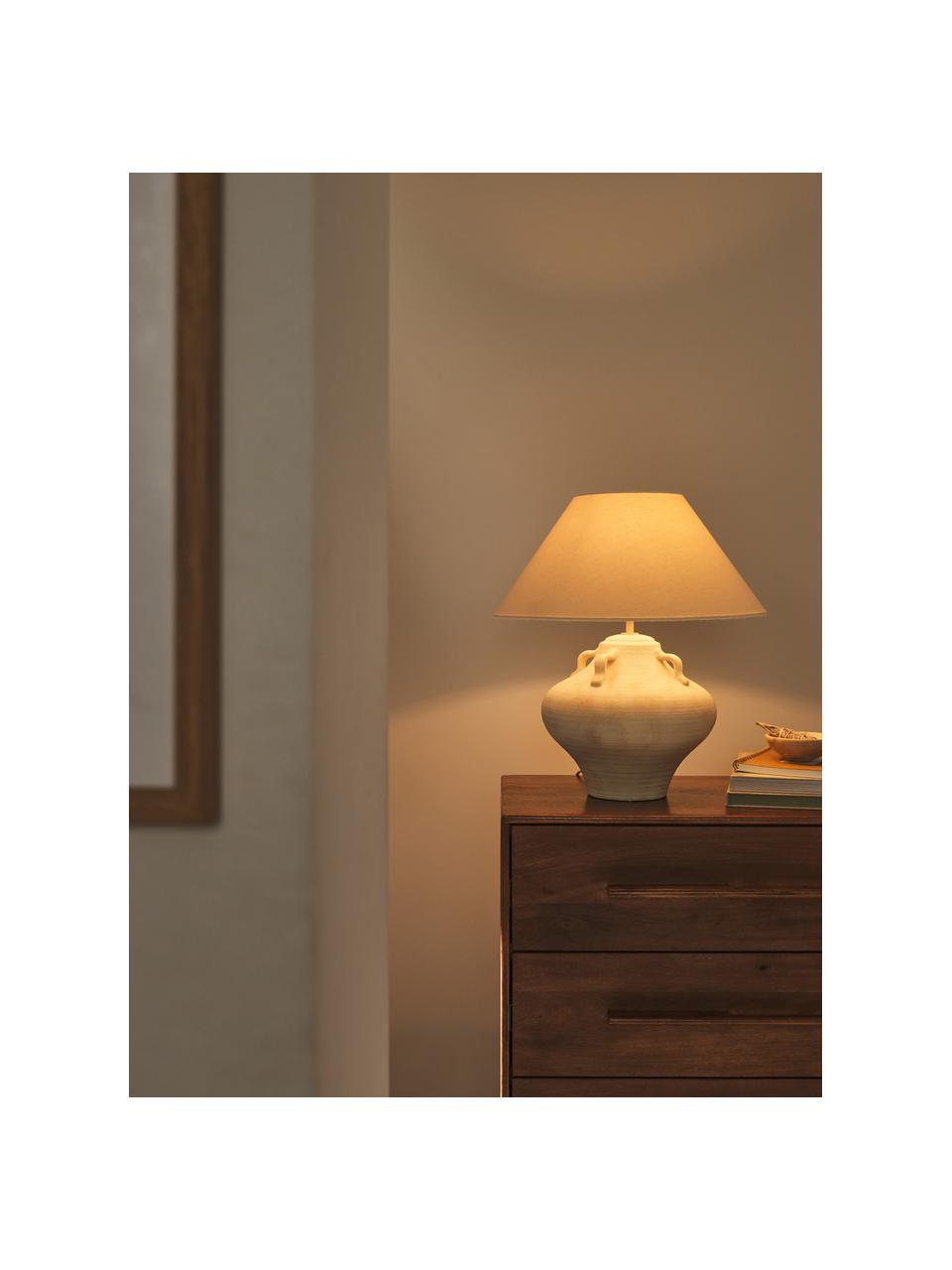 Grande lampe à poser en céramique Taytum, Blanc cassé, beige clair, Ø 46 x haut. 51 cm
