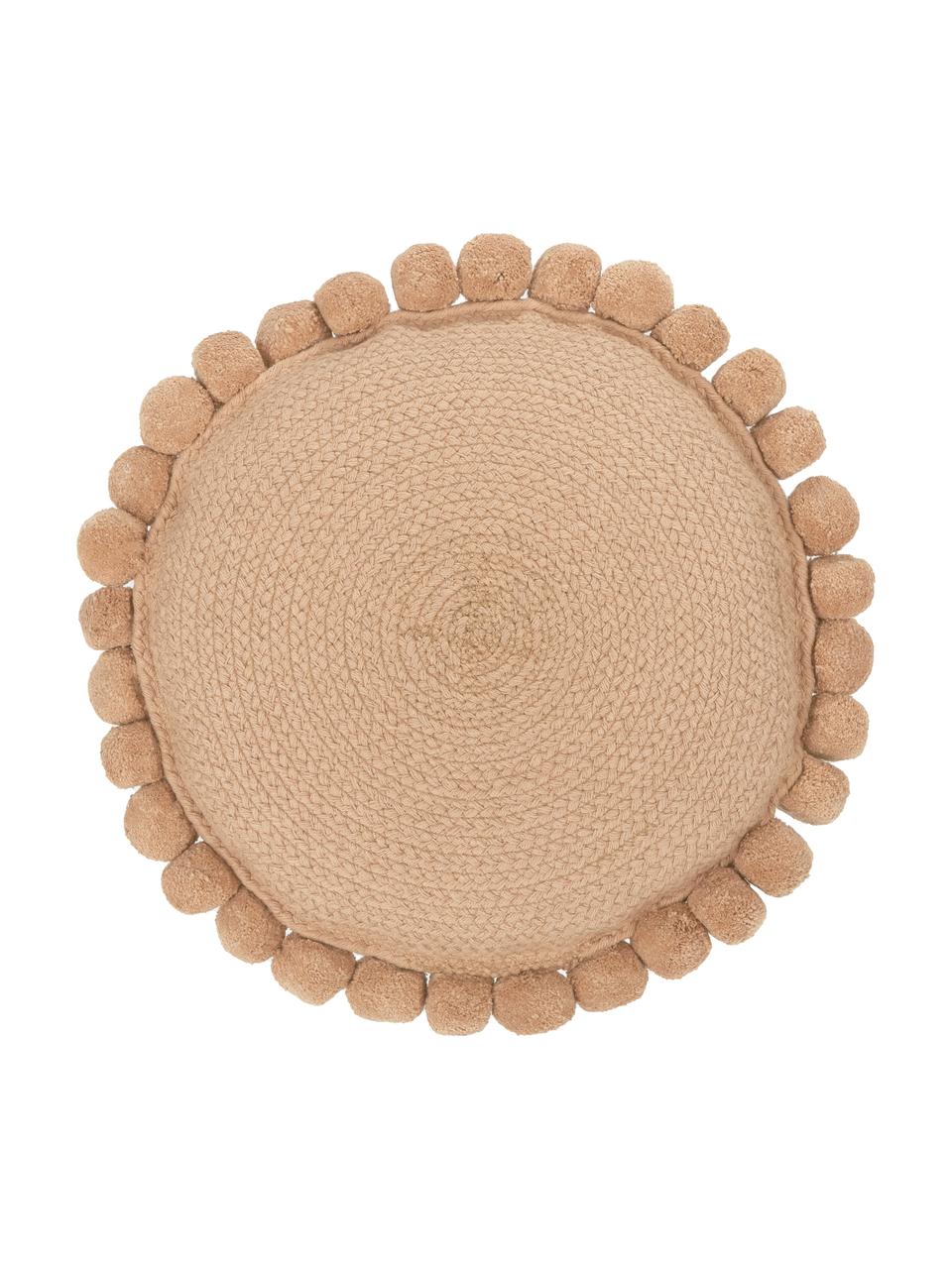 Coussin décoratif rond avec pompons Deva, Beige, Ø 40 cm