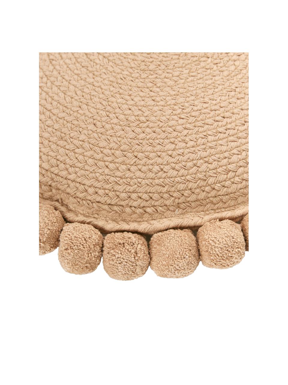 Cuscino arredo color terracotta con pompon Deva, Beige, Ø 40 cm