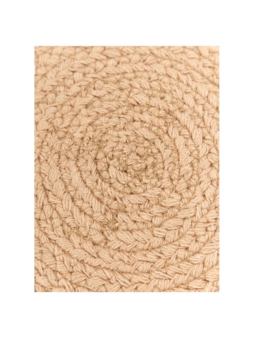 Coussin décoratif rond avec pompons Deva, Beige, Ø 40 cm