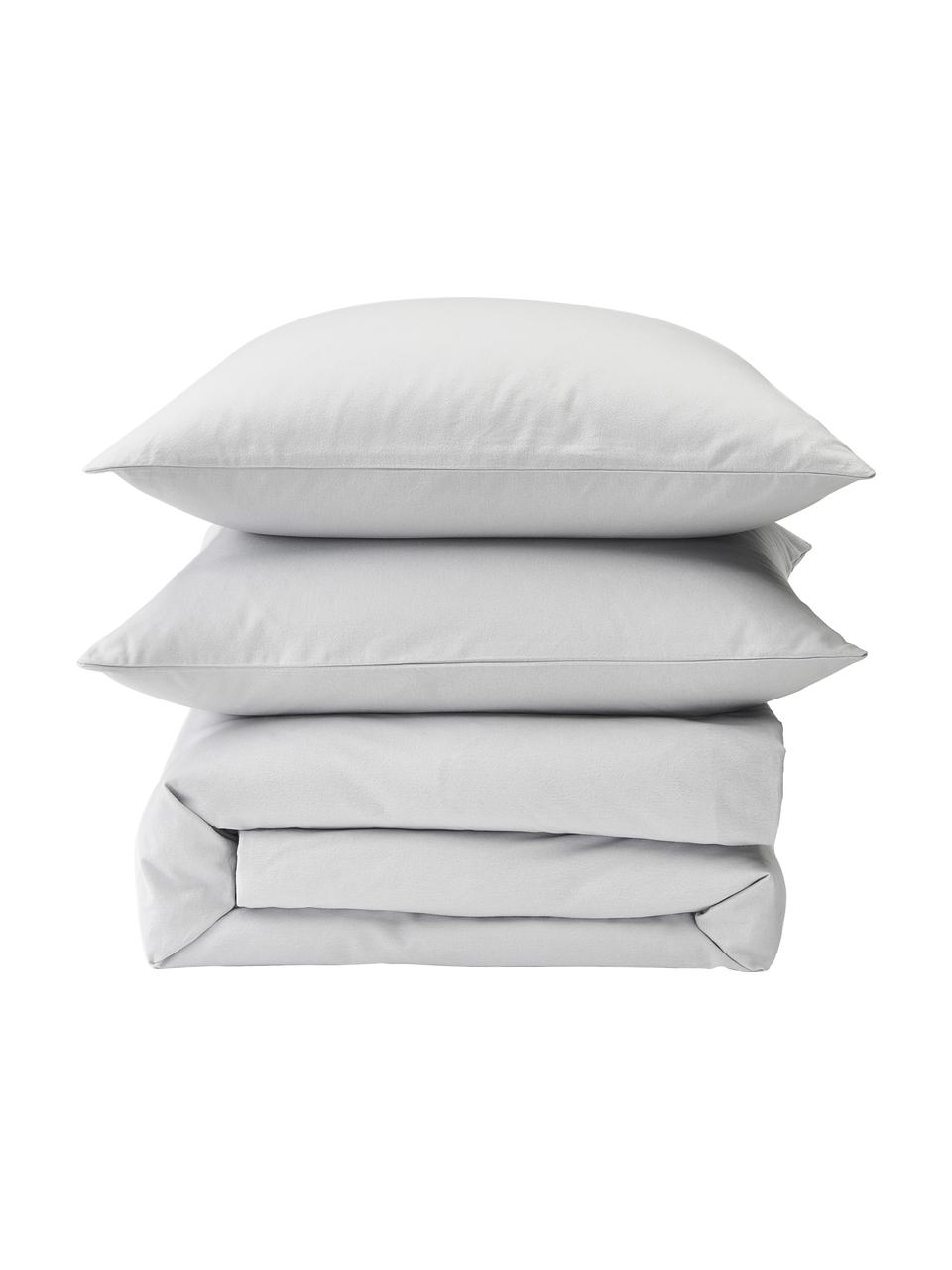 Housse de couette en flanelle Biba, Gris clair, larg. 200 x long. 200 cm
