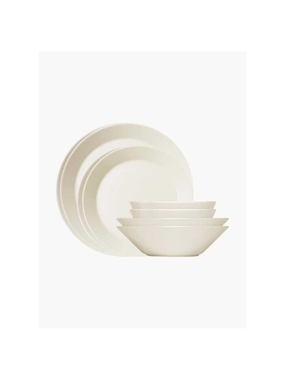 Vajilla de porcelana Teema, 2 comensales (8 pzas.), Porcelana Bone China, Blanco crema, 2 comensales (8 pzas.)
