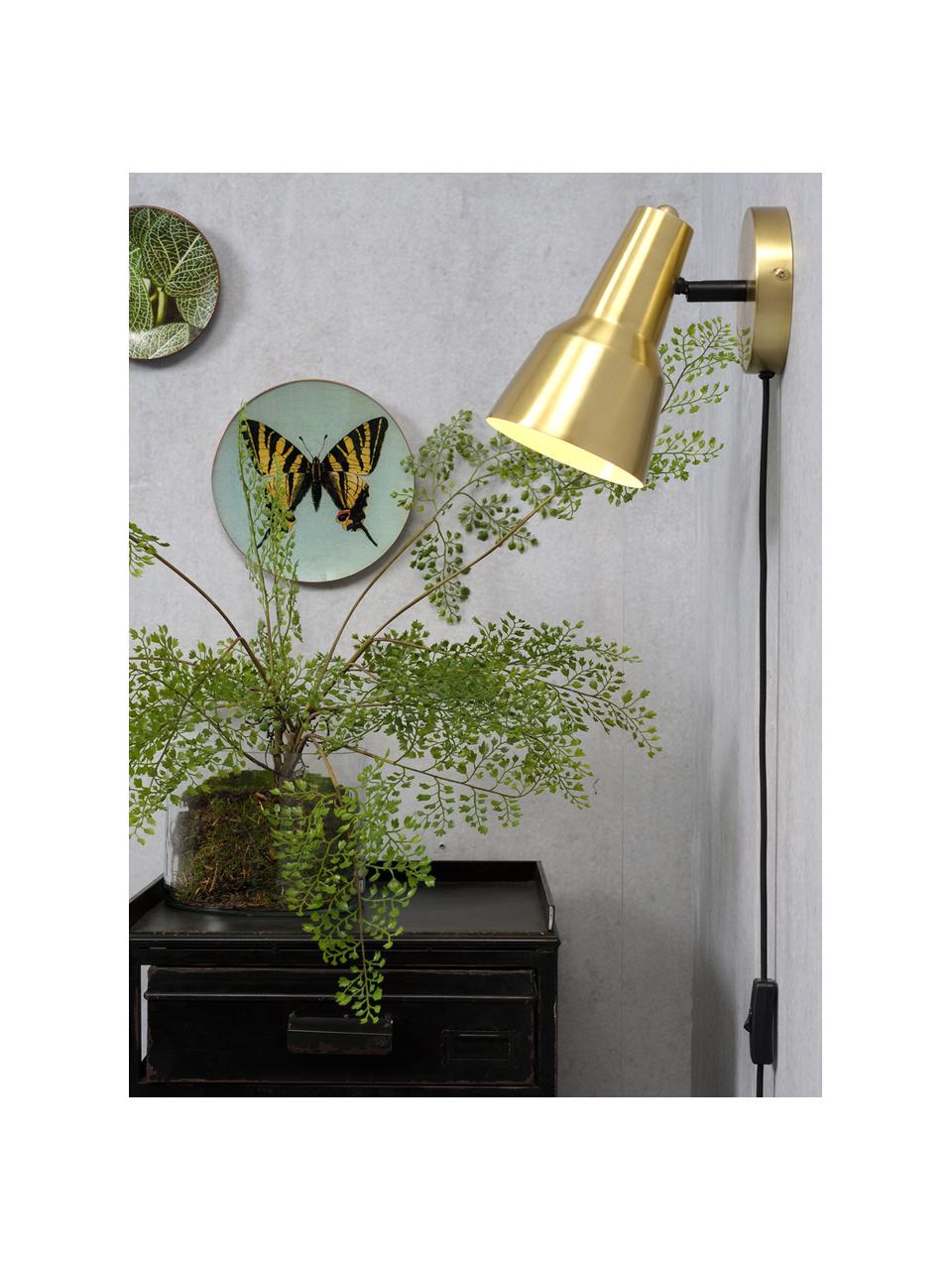 Wandleuchte Valencia mit Stecker, Lampenschirm: Metall, lackiert, Gestell: Metall, lackiert, Goldfarben, 13 x 20 cm