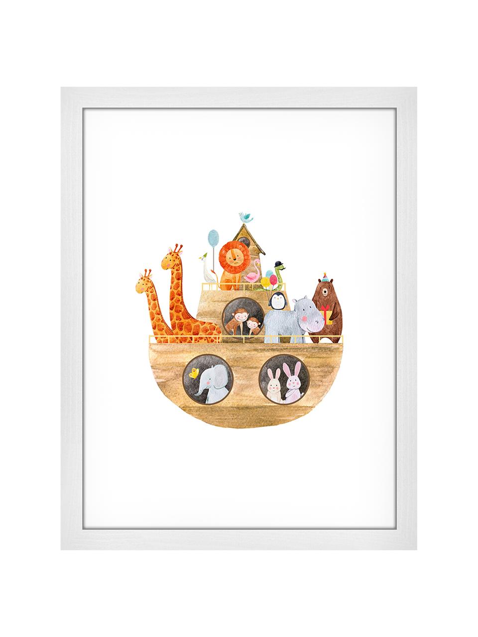 Ingelijste digitale print Arche Noah, Lijst: gelakt hout, Wit, meerkleurig, B 33 x H 43 cm