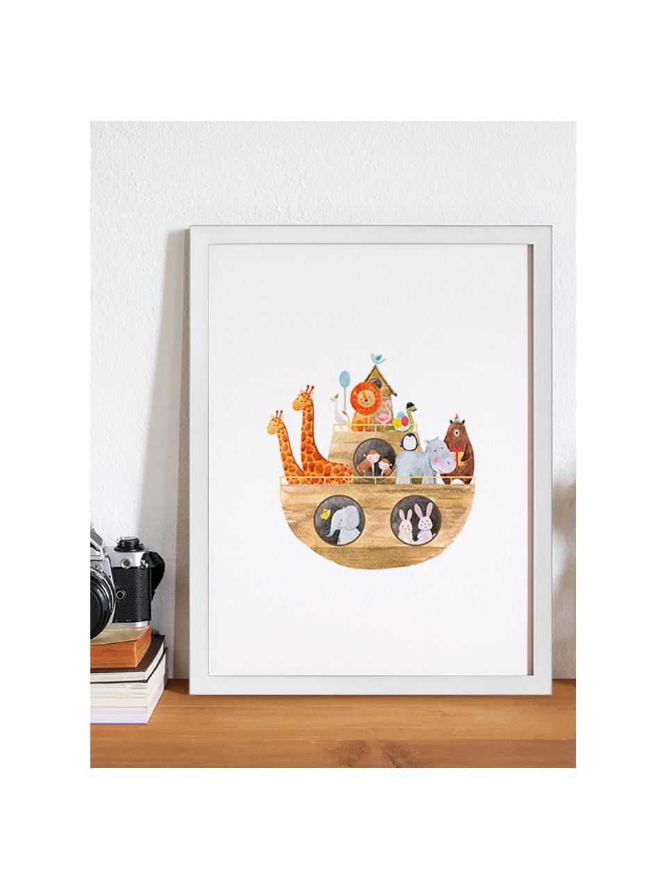 Oprawiony druk cyfrowy Noah's Ark, Biały, wielobarwny, S 33 x W 43 cm