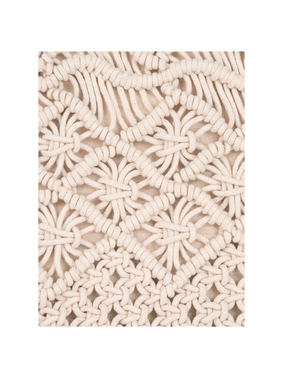Funda de cojín de macramé Nalina, 100% algodón, Crema, An 45 x L 45 cm