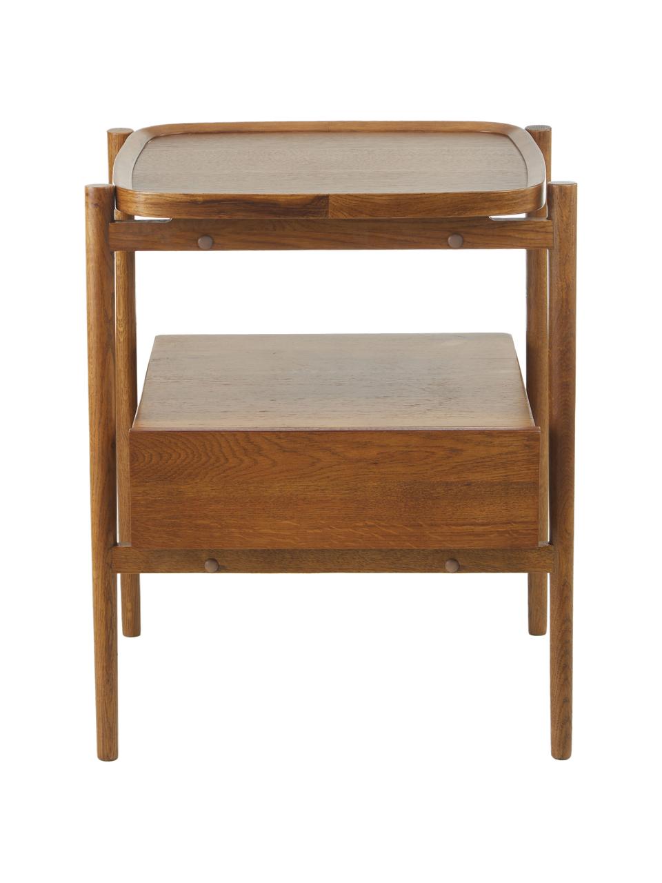 Stolik nocny z drewna dębowego Libby, Drewno dębowe bejcowane na ciemno, S 49 x W 60 cm