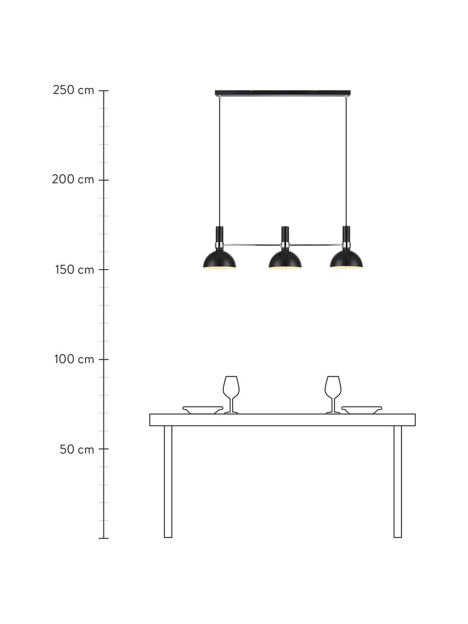 Lampada a sospensione di design Larry, Paralume: ottone verniciato, Baldacchino: ottone verniciato, Nero cromo, Larg. 100 x Alt. 24 cm