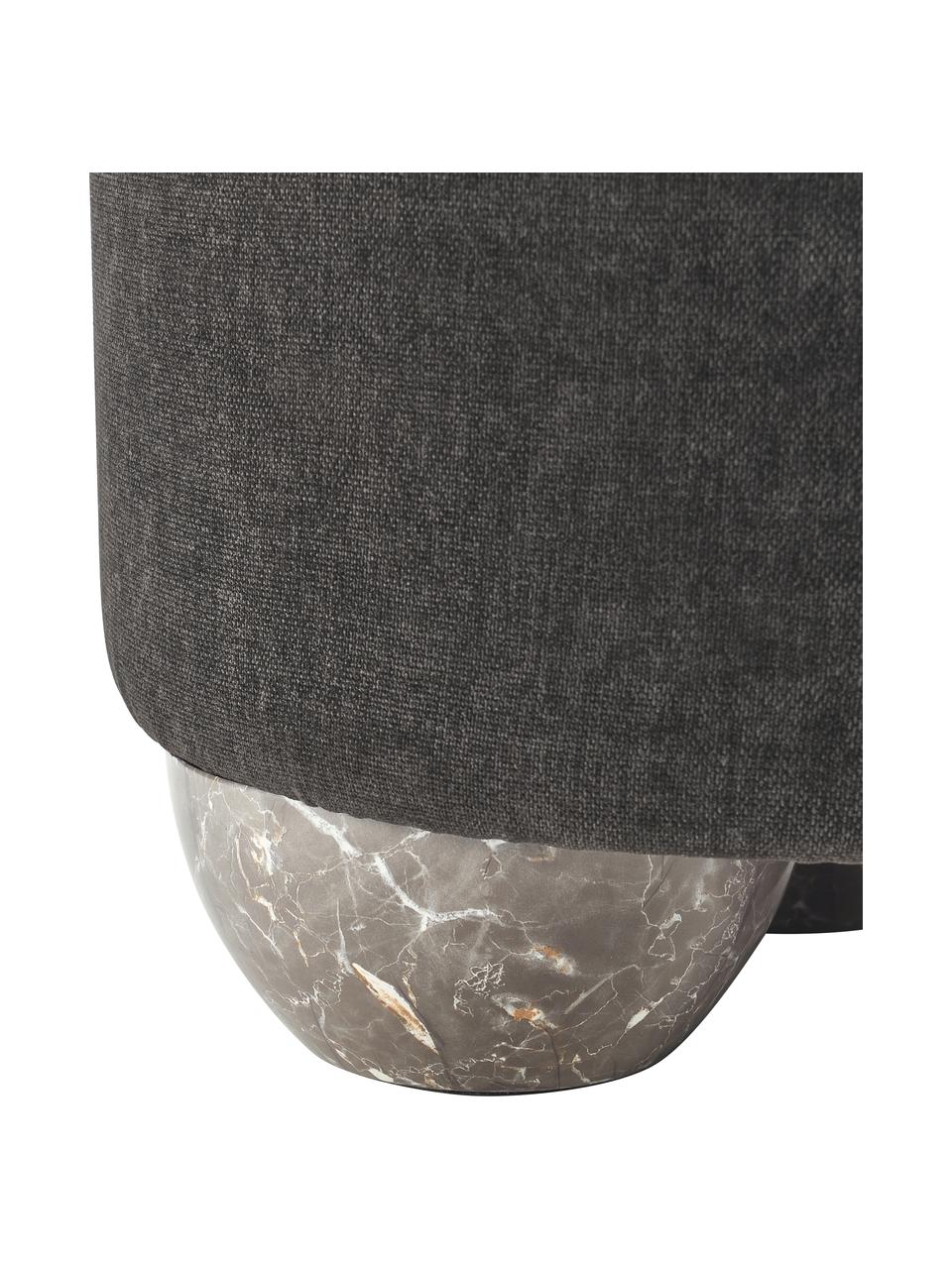 Taburete tapizado Lino, Tapizado: 100% poliéster Alta resis, Estructura: tablero de fibras de dens, Patas: metal cubierto, Tejido marrón oscuro, Ø 46 x Al 45 cm