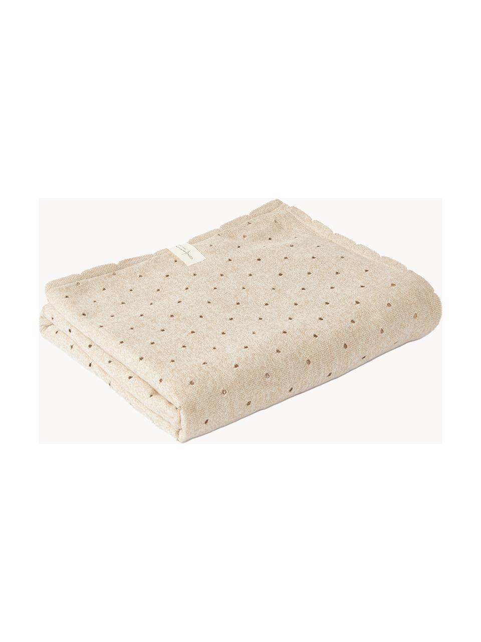 Coperta in cotone fatta a mano Biscuit, 100% cotone, Beige chiaro, Larg. 90 x Lung. 120 cm